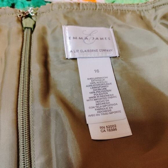 Emma James Size 16 Liz Claiborne Company Tweed Green Skirt Zipper Frill Business - Picture 5 of 9